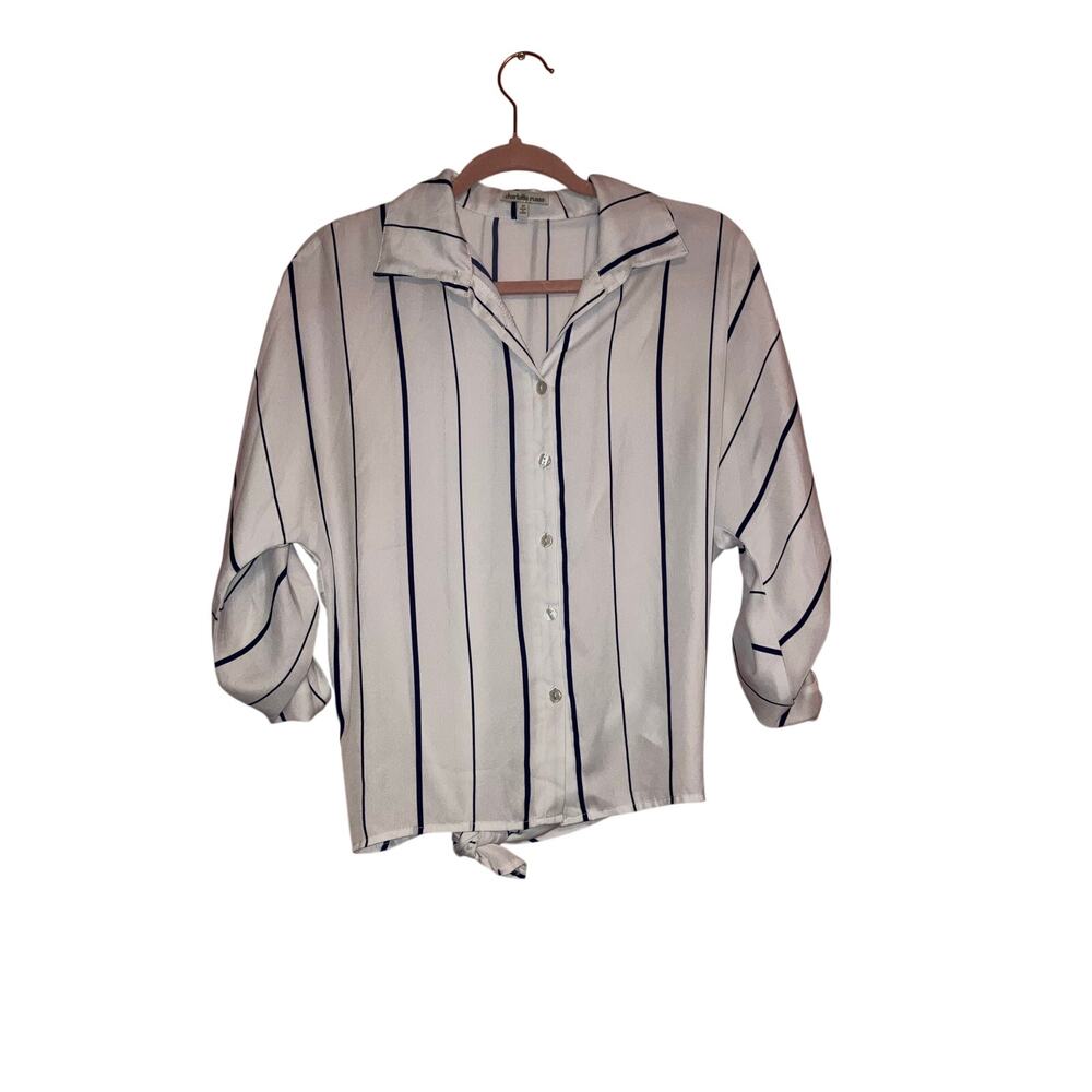 Charlotte Russe Striped Blouse Semi Open back Size Medium